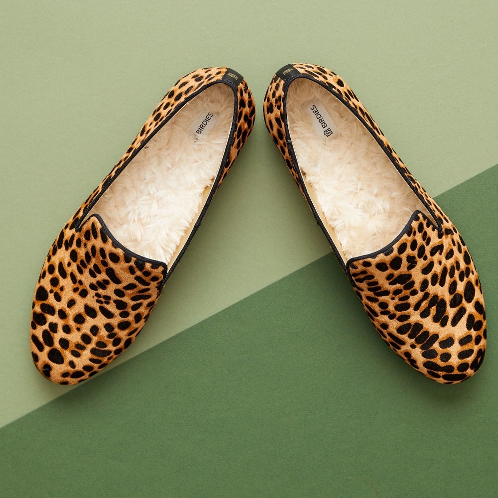 Birdies Starling Cheetah Haircalf Flat Slipper